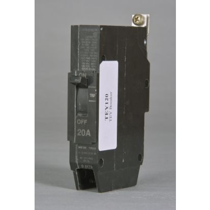 GE TEY120 Q-Line® Lighting Panel Circuit Breaker, 277 VAC, 20 A, 14 kA Interrupt, 1 Poles, LI/Non-Interchangeable Trip