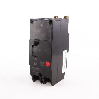 GE TEY215 Compact Lighting Panel Circuit Breaker With Copper/Aluminum Load Lug, 120/240/277 VAC, 15 A, 65/14 kA Interrupt, 2 Poles, LI/Non-Interchangeable Thermal Magnetic Trip