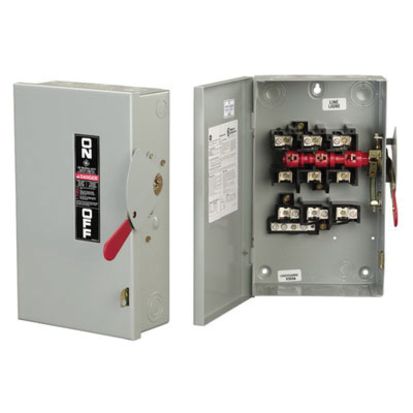 GE Spec-Setter™ TG3221 TG Series Fusible General Duty Safety Switch, 240 VAC, 30 A, 1.5 hp Standard Fuse/3 hp Time Delay, 2 Poles