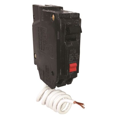 GE Q-Line® THQB1120GFT Type THQB Miniature Molded Case Self-Test Ground Fault Circuit Breaker, 120 VAC, 20 A, 10 kA Interrupt, 1 Pole, Fixed Thermal Magnetic/LIG/Non-Interchangeable Trip