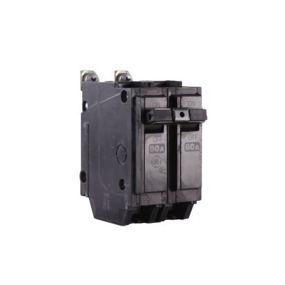 GE THQB2180 Type THQB Molded Case Miniature Supplementary Protector, 120/240 VAC, 80 A, 10 kA Interrupt, 2 Poles, LI/Thermal Magnetic Trip
