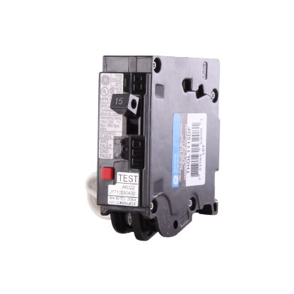 GE THQL1115DF Type THQL Standard Dual Function Combination AFCI/GFCI Circuit Breaker, 120 VAC, 15 A, 10 kA Interrupt, 1 Pole, LI/Non-Interchangeable Trip