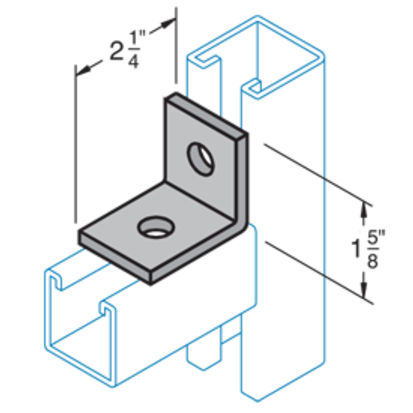 Haydon A-301, 73200, H-Strut Linear 2 Hole 90 Degree Corner Angle, 2-1/4 Inch, EG Angle Bracket