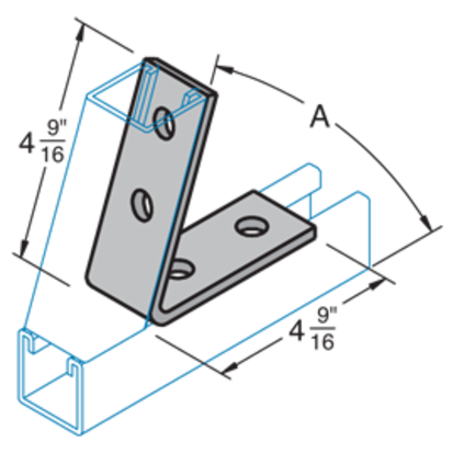 Haydon A-3174-2, 732631, H-Strut 4 Hole Closed 45 Degree Angle Bracket, 4-9/16 Inch, EG Angle Bracket