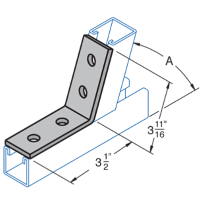 Haydon A-3194-6, 733042, H-Strut 4 Hole Open 45 Degree Angle Bracket, 3-11/16 Inch, EG Angle Bracket