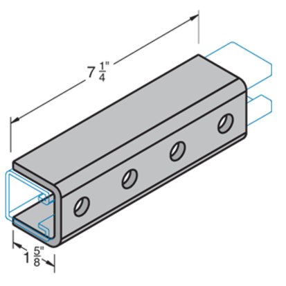 Haydon B-605, 73495, H-Strut 4 Hole Splice Channel, 7-1/4 Inch