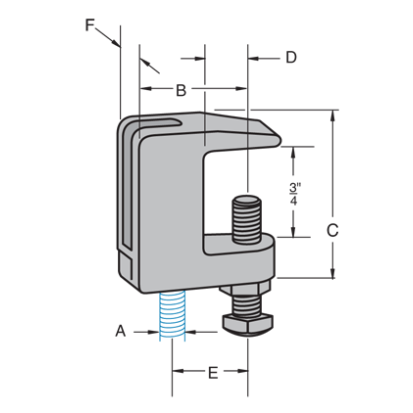 Haydon C-420-1, 73657, Top Beam Clamp, 1-7/16 Inch, 3/8 Inch Rod, EG