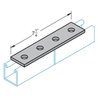 Haydon F-205, 73885,  Four Hole Splice Plate,  Zinc EG Flat Plate