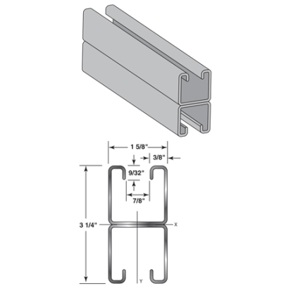 Haydon H-132-A, 70410, H-132 Back to Back Welded Channel, 2 Pieces 10 Foot Length, 12 Gauge Pre-Galvanized