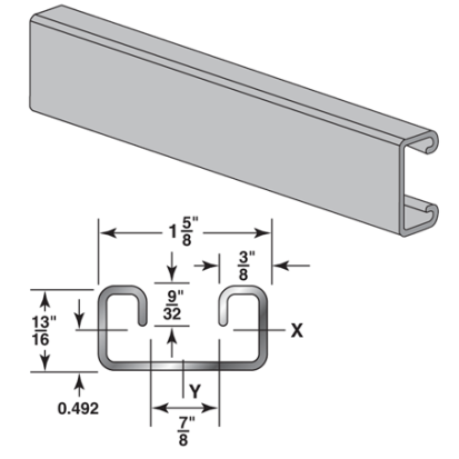 Haydon H-162, 71200, H-162 Solid Galvanized Channel, 13/16 Inch, 10 Foot Length, Pre-Galvanized