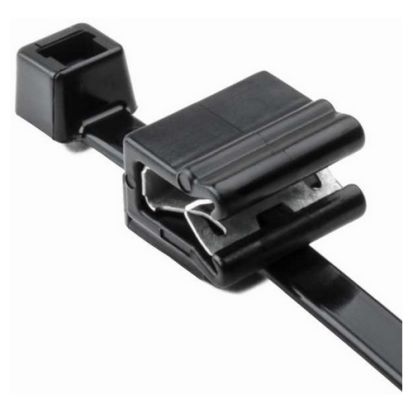 HellermannTyton 156-00589 2-PIECE CABLE TIE AND EDGE CLIP, 8.0 IN LONG,EC5A, 1-3 MM PANEL, 50LB, PA66UV/PA66HIRHSUV, BLACK, 100/PKG