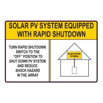 HELLERMANNTYTON 59600888 SOLAR LABEL, REFLECTIVE, SOLAR PV SYSTEM…SHUTDOWN, 6.0IN X 4.0IN, V, YELLOW, 10/PKG