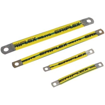 nVent ERIFLEX MBJYG16-300-8 MBJYG Grounding and Bonding Braid With Halogen-Free and Flame-Retardant Yellow Green Insulation, 31.57 kcmil, 0.335 in Mounting Hole, Copper/Polyolefin, Tin Plated