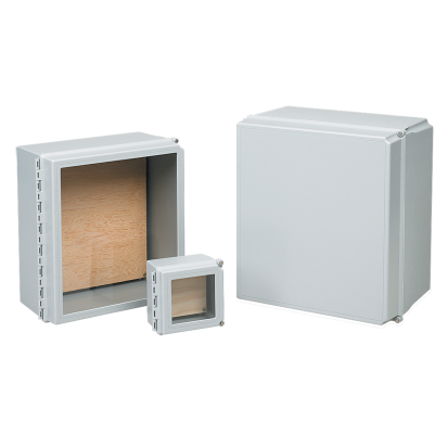nVent HOFFMAN Margard™ D16148CHSCFGP DWS12 Hinge Cover Solid Door WiFi Cabinet, 16 in L x 14 in W x 8 in D, NEMA 4X NEMA Rating, Fiberglass