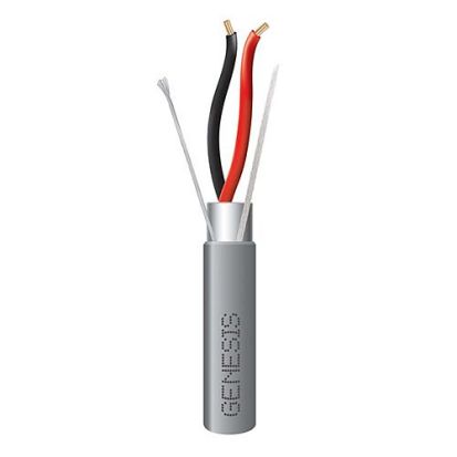 Honeywell 22141009 GENESIS Type CMR/CL2R/FT4 Shielded Low Voltage Cable, 300 VAC, (2) 18 AWG Bare Stranded Copper Conductors, 1000 ft L