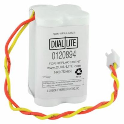 Hubbell Dual-Lite® 0120894 Nickel Cadmium Battery, Ni-Cd, 4.8 VDC, 600 mAh, 4 AA