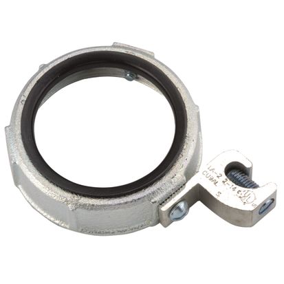 Hubbell RACO 1292RAC Grounding Conduit Bushing With Lay-In Lug, 14 to 1/0 AWG AC Cable, 3 in Trade, Malleable Iron, Electro-Plated Zinc