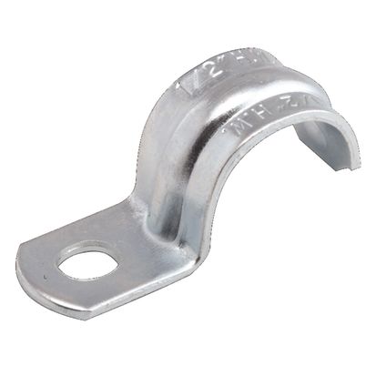 Hubbell RACO 1333 1-Hole 1-Piece Push-On Conduit Strap, 3/4 in, For Use With Rigid/IMC Conduit, Steel, Electro-Plated Zinc