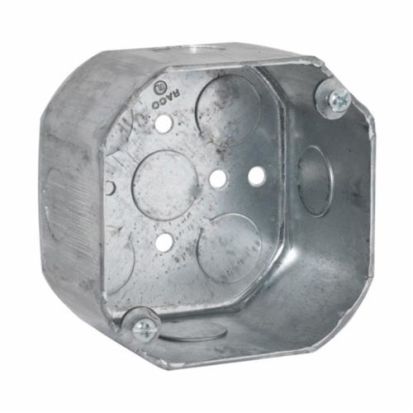 Hubbell RACO 165 Octagon Box, Steel, 21.5 cu-in, 9 Knockouts
