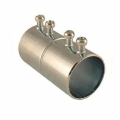 Hubbell RACO 2025 Set Screw Conduit Coupling, 1-1/4 in, For Use With EMT Conduit, Steel, Electro-Plated Zinc
