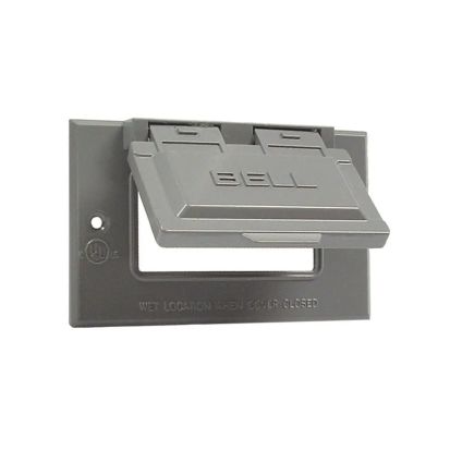 Hubbell BELL® Rayntite® 5101-0 GFCI Weatherproof Flip Cover, 3-13/16 in L x 2-13/16 in W x 3/4 to 2-7/8 in D, Die Cast Aluminum