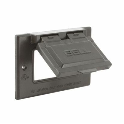 Hubbell BELL® Rayntite® 5101-2 GFCI Weatherproof Flip Cover, 3-13/16 in L x 2-13/16 in W x 3/4 to 2-7/8 in D, Die Cast Aluminum