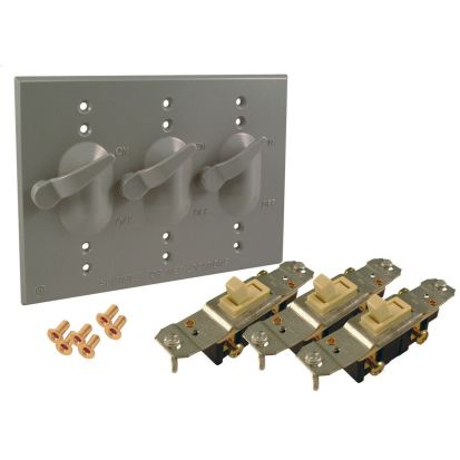 Hubbell BELL 5126-0 Weatherproof Lever Switch Cover, 6-13/32 in L x 4-17/32 in W, Die Cast Aluminum