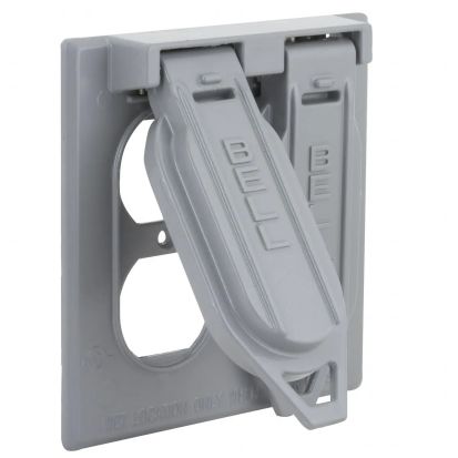 Hubbell BELL 5148-0 Weatherproof Flip Cover, 4.531 in L x 4-17/32 in W x 1 to 4-1/2 in D, Die Cast Aluminum