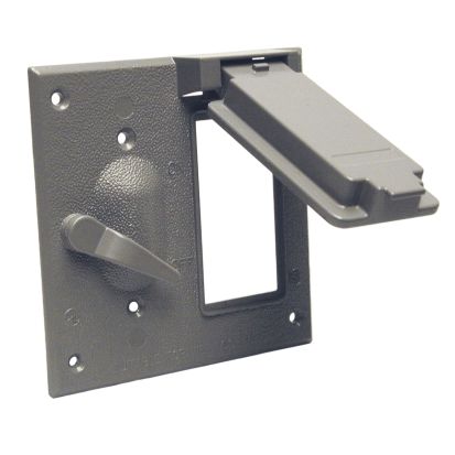 Hubbell BELL 5167-0 GFCI Toggle Weatherproof Lever Switch Cover, 4-17/32 in L x 4-17/32 in W, Die Cast Aluminum