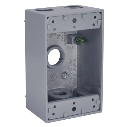 Hubbell BELL 5321-0 Weatherproof Outlet Box With Lug, Die Cast Aluminum, 18.3 cu-in, 1 Gang, 4 Outlets