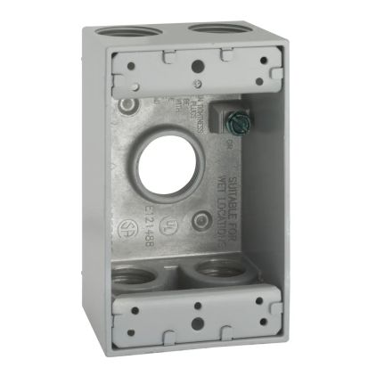 Hubbell BELL 5331-0 Weatherproof Outlet Box With Lug, Die Cast Aluminum, 18.3 cu-in, 1 Gang, 5 Outlets