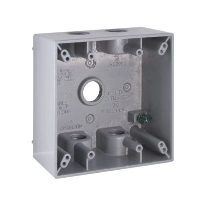 Hubbell BELL® 5337-0 Weatherproof Outlet Box With Lug, Die Cast Aluminum, 31 cu-in, 2 Gangs, 5 Outlets