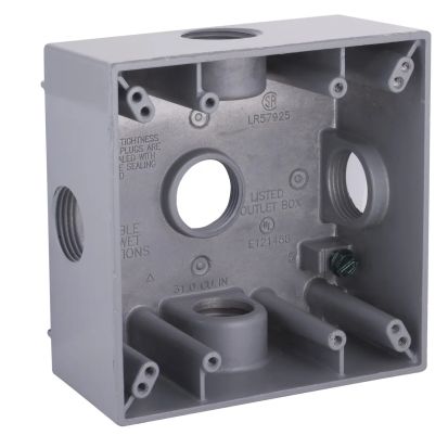 Hubbell BELL 5342-0 Weatherproof Outlet Box With Side Lugs, Die Cast Aluminum, 32 cu-in, 2 Gangs, 5 Outlets