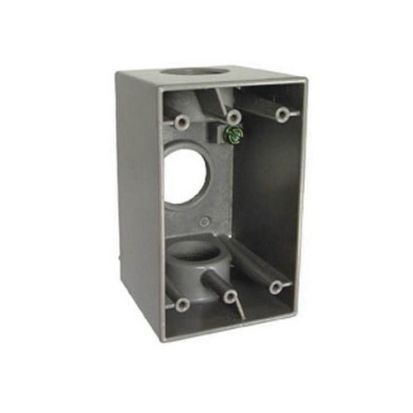 Hubbell BELL 5387-0 Deep Weatherproof Outlet Box With Lugs, Die Cast Aluminum, 22.5 cu-in, 1 Gang, 3 Outlets, 4-1/2 in H x 2-3/4 in W x 2-5/8 in D