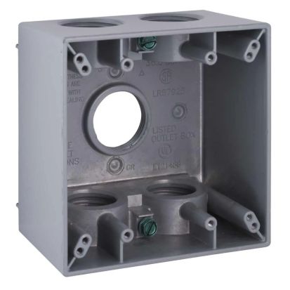 Hubbell BELL® 5389-0 Weatherproof Outlet Box With Lug, Die Cast Aluminum, 36 cu-in, 2 Gangs, 5 Outlets