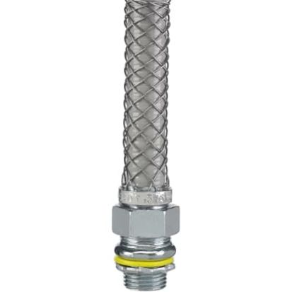 Hubbell Wiring Device-Kellems 74093402 Non-Insulated Liquidtight Flexible Conduit Connector With Grip, 1/2 in Trade, Stainless Steel