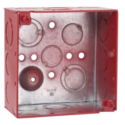 Hubbell RACO 911-3 Durable Square Box With Conduit Knockout, Steel, 30.3 cu-in Capacity, 17 Knockouts, 4 in H x 4 in W x 2-1/8 in D
