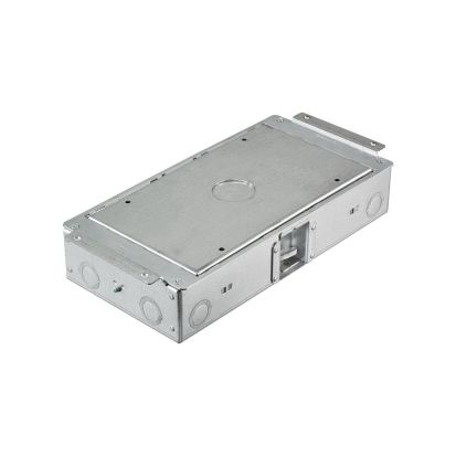 Hubbell Wiring Device-Kellems SystemOne™ AFB2G25 Floor Box, Stamped Steel, 30 cu-in Capacity, 2 Gangs, 4 Knockouts, 14.08 in L x 6.62 in W x 2.88 in H