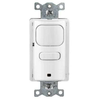 Hubbell Wiring Device-Kellems H-MOSS AP2000W1 Adaptive 1-Button 1-Circuit Occupancy Vacancy Sensor Switch With Photocell, Passive Infrared Sensor, 1000 ft Coverage, Wall Mount