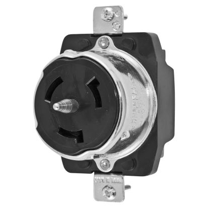 Hubbell Wiring Device-Kellems Twist-Lock CS8169 CS Series 3-Phase Grounding Single Standard Screw Mount Locking Receptacle, 480 V AC, 50 A, 3 Poles, 4 Wires, Black