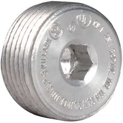 Hubbell Killark CUP-4 Recessed Conduit Plug, 1-1/4 in, For Use With IMC/Rigid Conduit, Aluminum, Natural