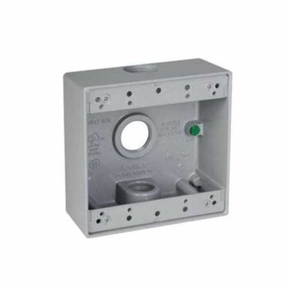 Hubbell TAYMAC DB375Z Weatherproof Outlet Box, Die Cast Metal, 32 cu-in Capacity, 2 Gangs, 4 Outlets, 4-1/2 in L x 4-1/2 in W x 2 in D