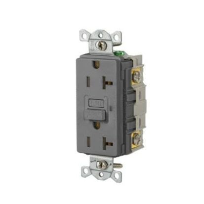 Hubbell Wiring Device-Kellems GFR20GRY Wiring Device GFCI Receptacle, 125 V AC, 20 A, Grey