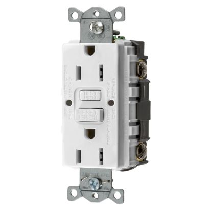 Hubbell Wiring Device-Kellems AUTOGUARD Style Line GFRST15W Grounding Self-Test GFCI Receptacle With Auto Grounding, 125 VAC, 15 A, 2 Poles, 3 Wires, White