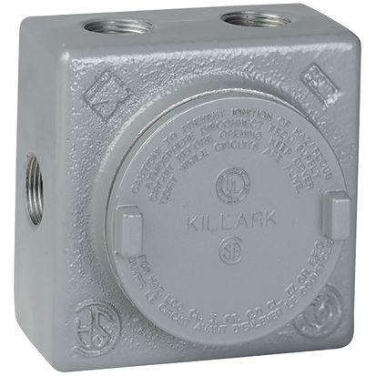 Hubbell Killark GRSS-2 Explosionproof Square Conduit Body, Internal Hub Body, 3/4 in Hub, 29 cu-in, Aluminum