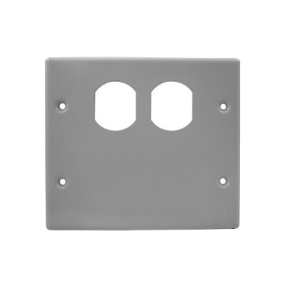 Hubbell Wiring Device-Kellems HBL4747BXGY 2-Gang 1-Duplex Opening 1-Blank Standard Cover Plate, For Use With HBL4750 Series Metal Raceway, Roll Formed Steel, Gray