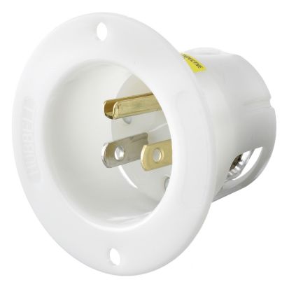 Hubbell Wiring Device-Kellems HBL5278C FLANGED INLET, 15A 125V, 5-15P, WH