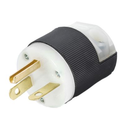 Hubbell Wiring Device-Kellems Insulgrip HBL5466C Grounding Standard Straight Blade Plug, 250 VAC, 20 A, 2 Poles, 3 Wires, Black/White