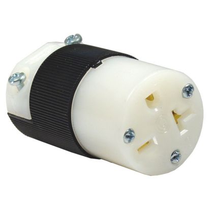 Hubbell Wiring Device-Kellems Insulgrip HBL5469C Female Grounding Insulated Straight Blade Connector, 250 VAC, 20 A, 2 Poles, 3 Wires, Black/White