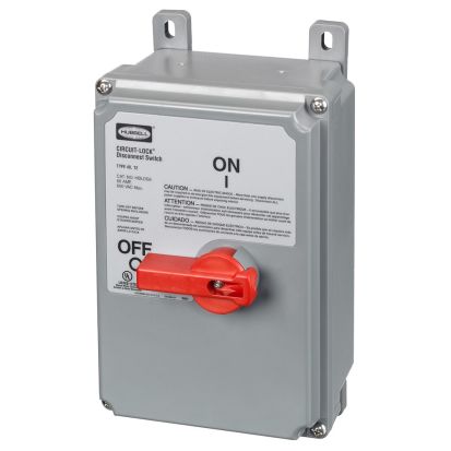 Hubbell Wiring Device-Kellems Circuit-Lock HBLDS6 2-Position Labelless Unfused Disconnect Switch, 600 VAC, 60 A, 40 hp, 3 Poles